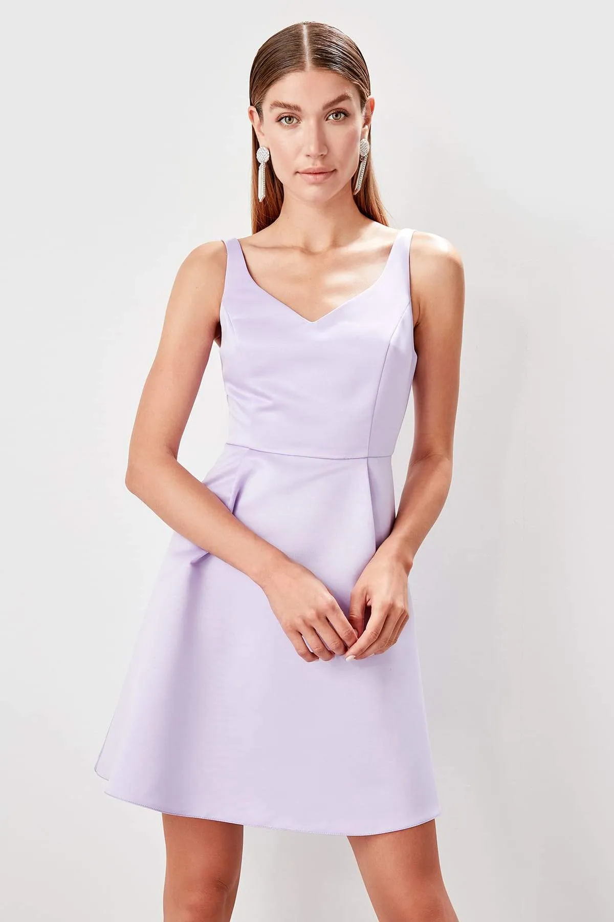 11619 Lilac Satin Dress