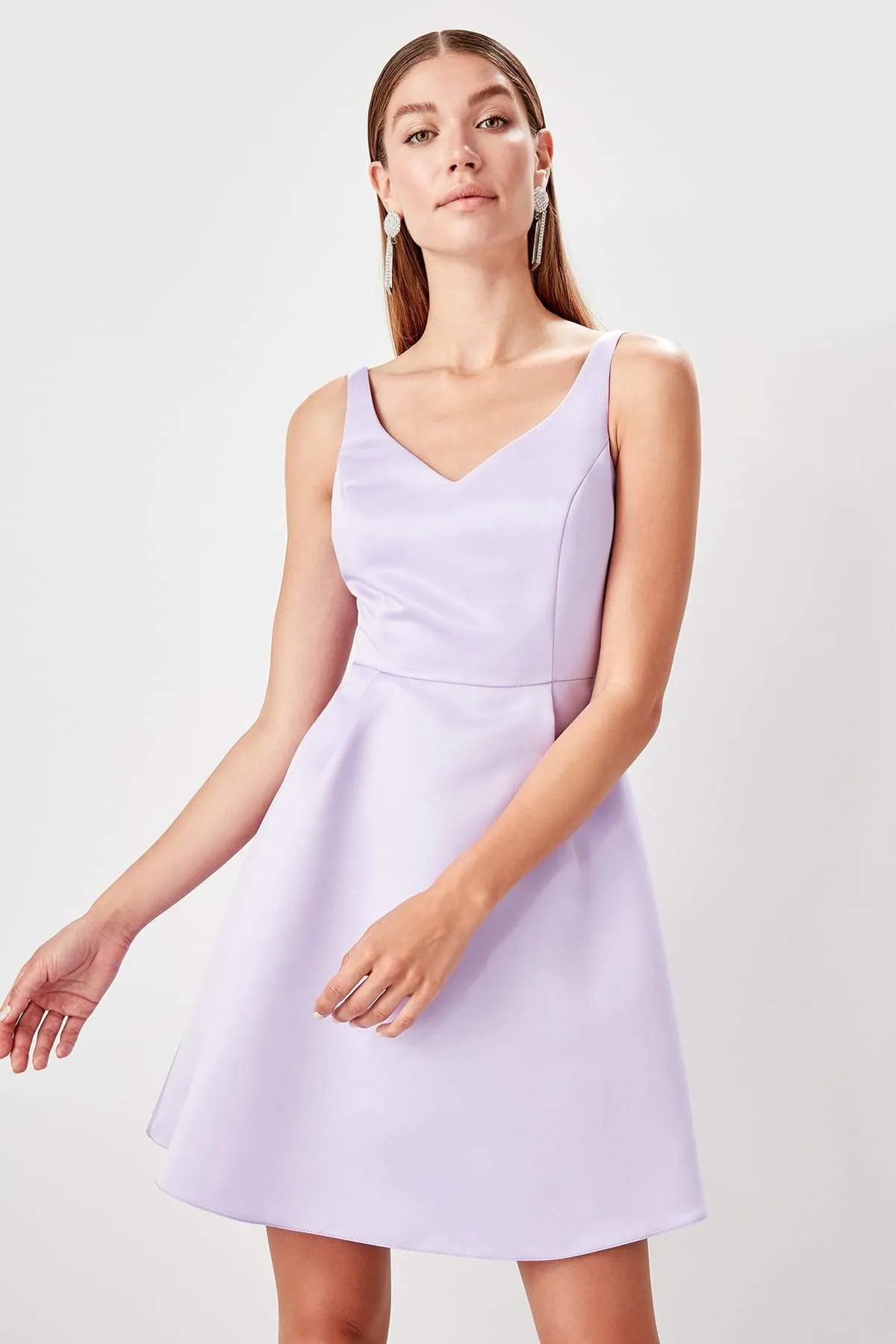 11619 Lilac Satin Dress