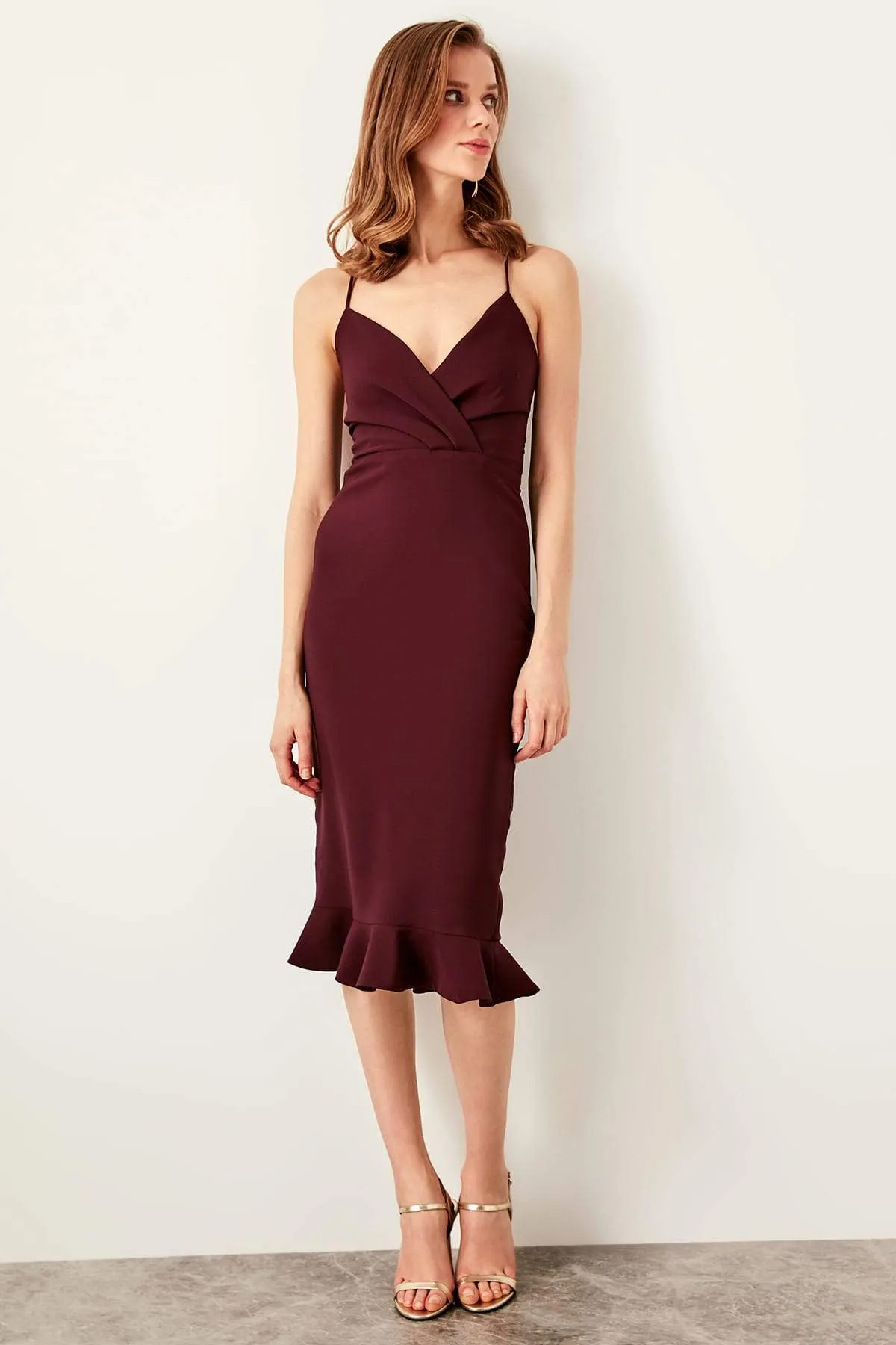 11667 Plum Back Cross Strap Dress