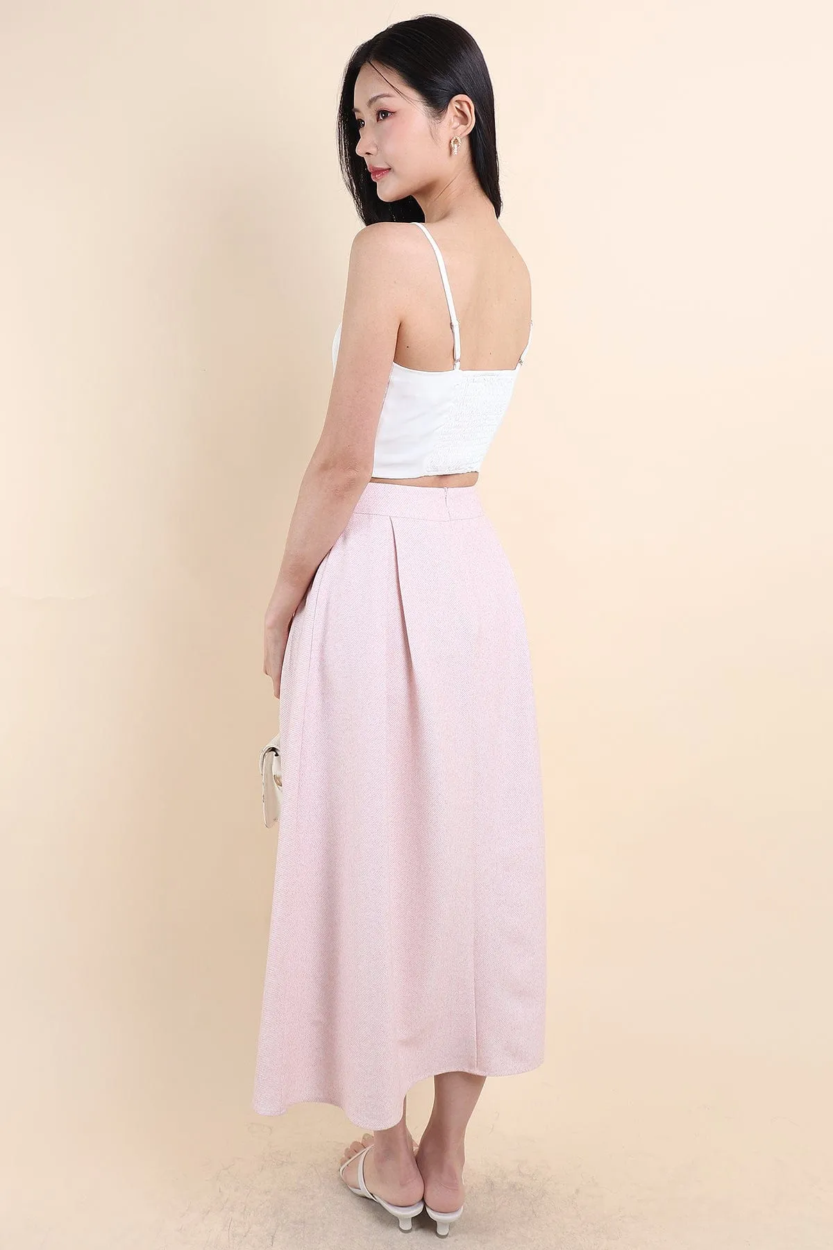 ARIEL BUTTON MAXI SKIRT IN PINK