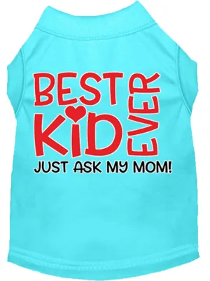 Ask My Parents Screen Print Dog Shirt Aqua Sm