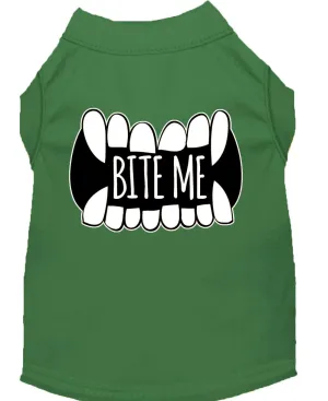 Bite Me Screen Print Dog Shirt Green Med (12)