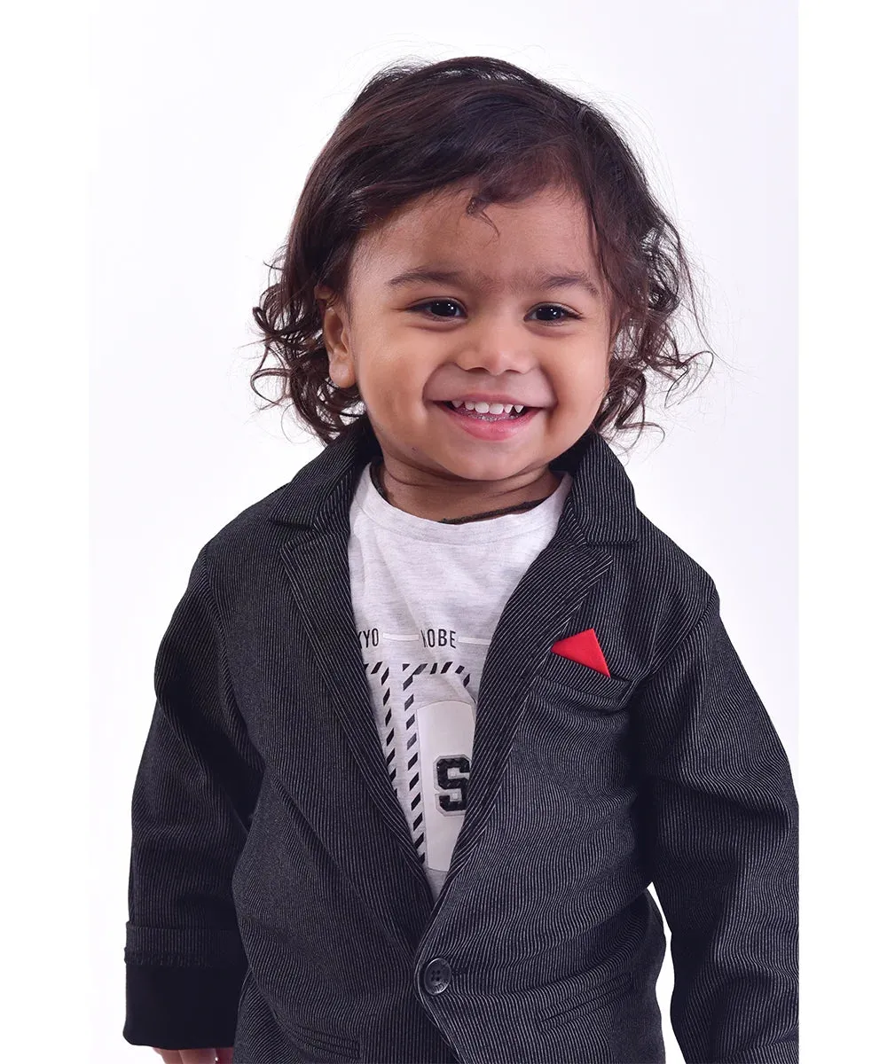 Black Coat Suit with a Pocket Square for Party for Boys