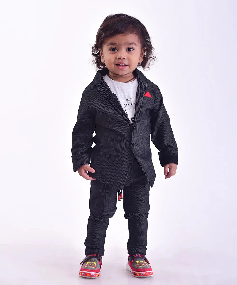 Black Coat Suit with a Pocket Square for Party for Boys