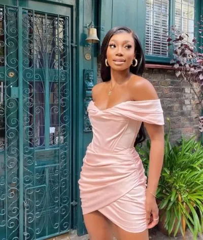 Black Girl Light Pink Homecoming Dress Off Shoulder Bodycon Dresses