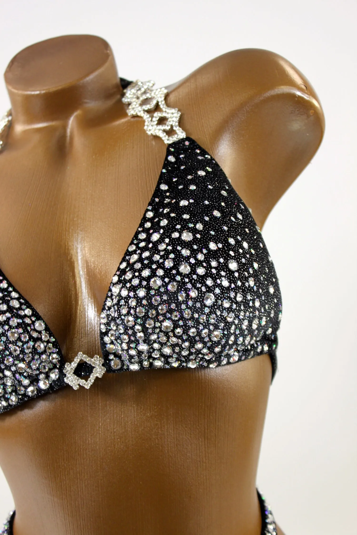 Black Glittery Figure Competition Suit