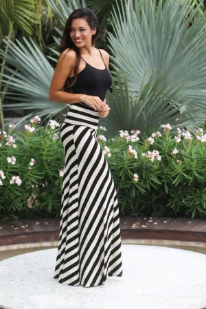 Black Striped Maxi Skirt