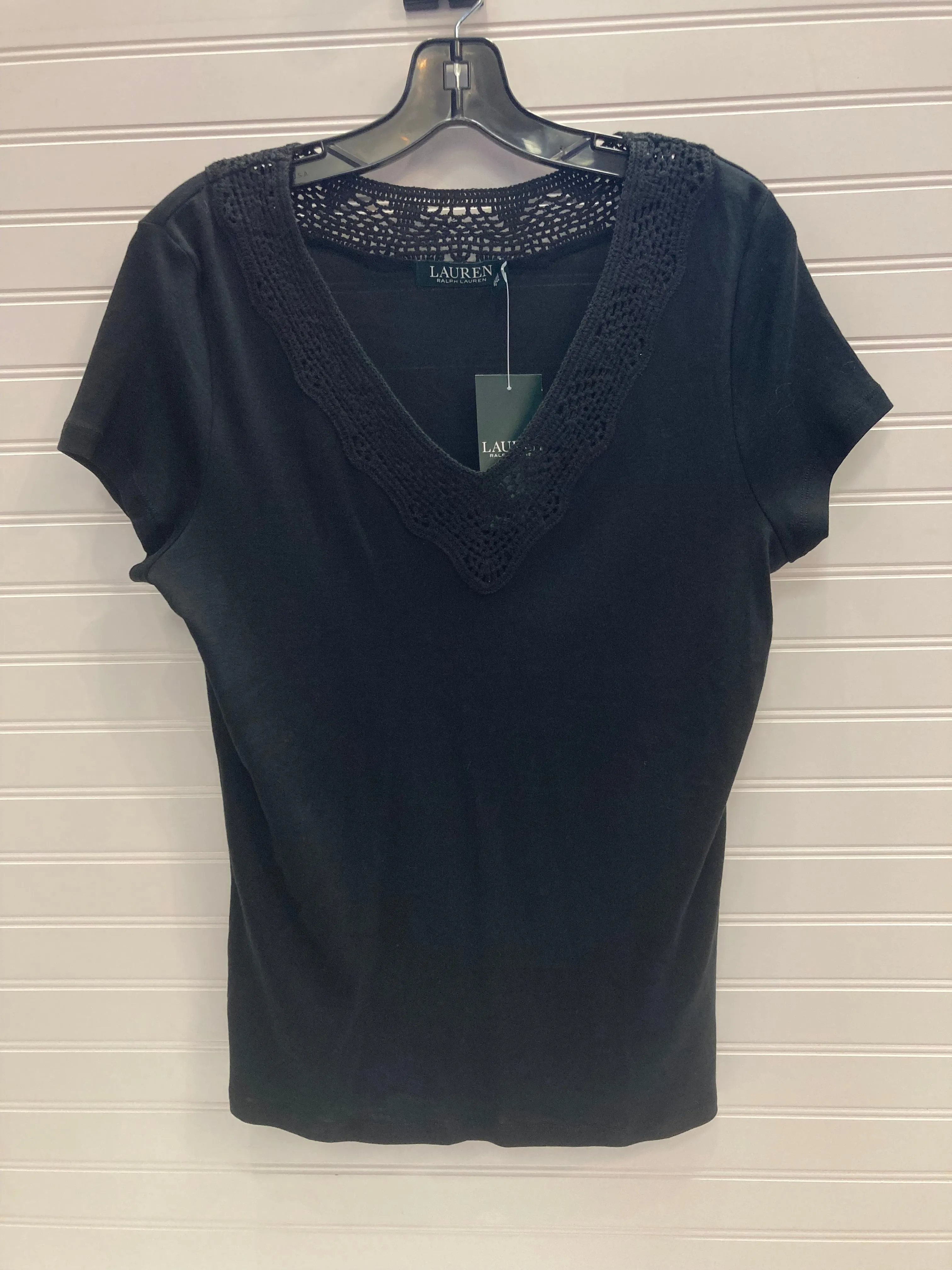 Black Top Short Sleeve Lauren By Ralph Lauren, Size Xl