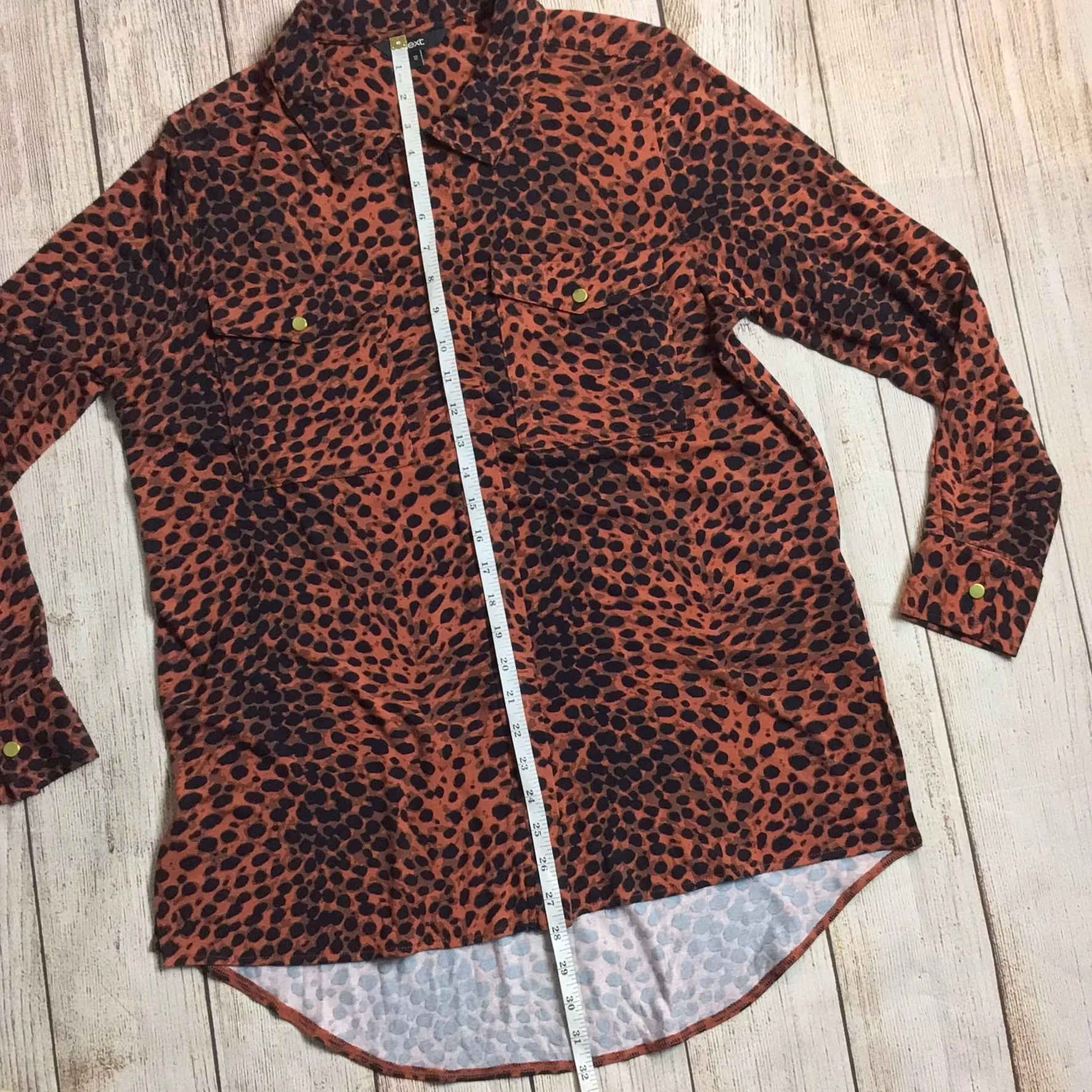 BNWT Next Black & Brown Animal Print Zip Up Blouse Size 12