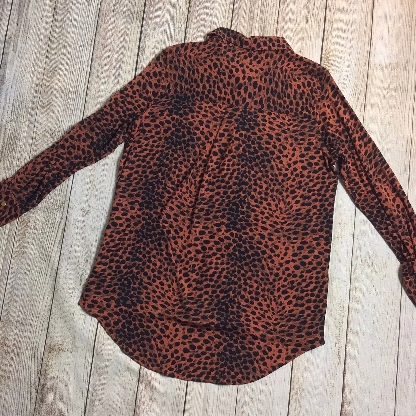 BNWT Next Black & Brown Animal Print Zip Up Blouse Size 12