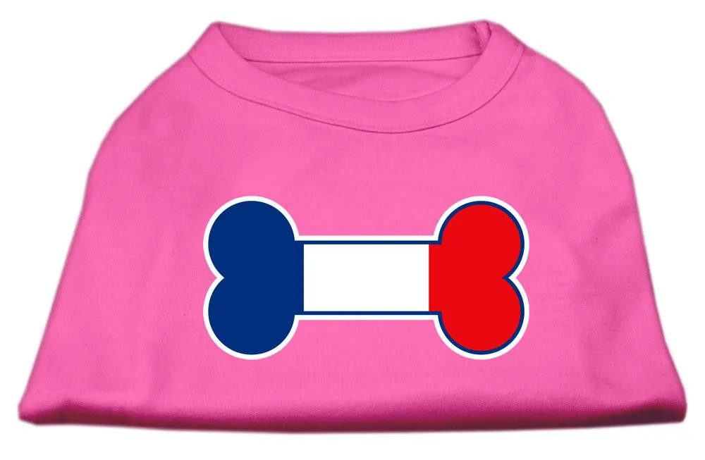 Bone Shaped France Flag Screen Print Shirts Bright Pink XXL (18)