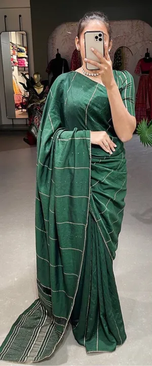 Bottel Green Viscose Chanderi Saree