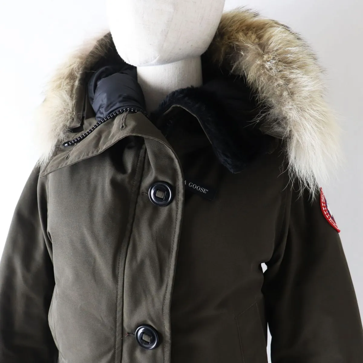 Canada Goose Coyote Fur Hooded Down Coat Khaki Women's