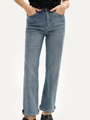 Casual Plain Washed Wide Leg Jeans