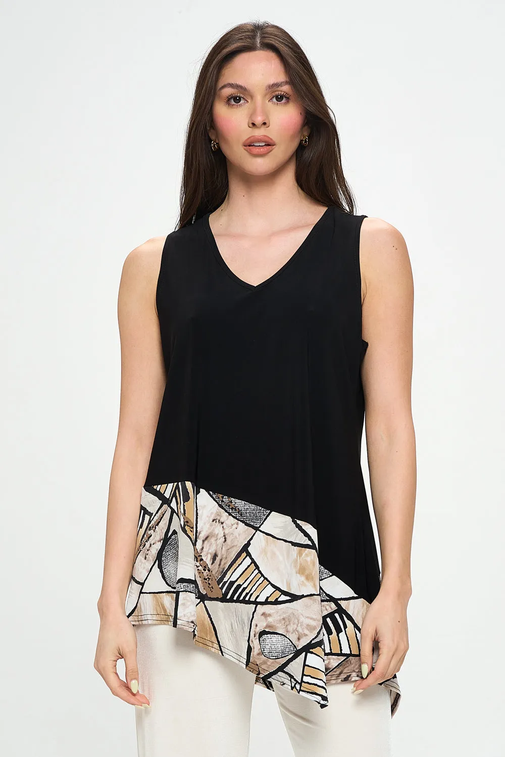 Chic Contrast V-Neck Sleeveless Tank-2062HT-TRP1-C-W393