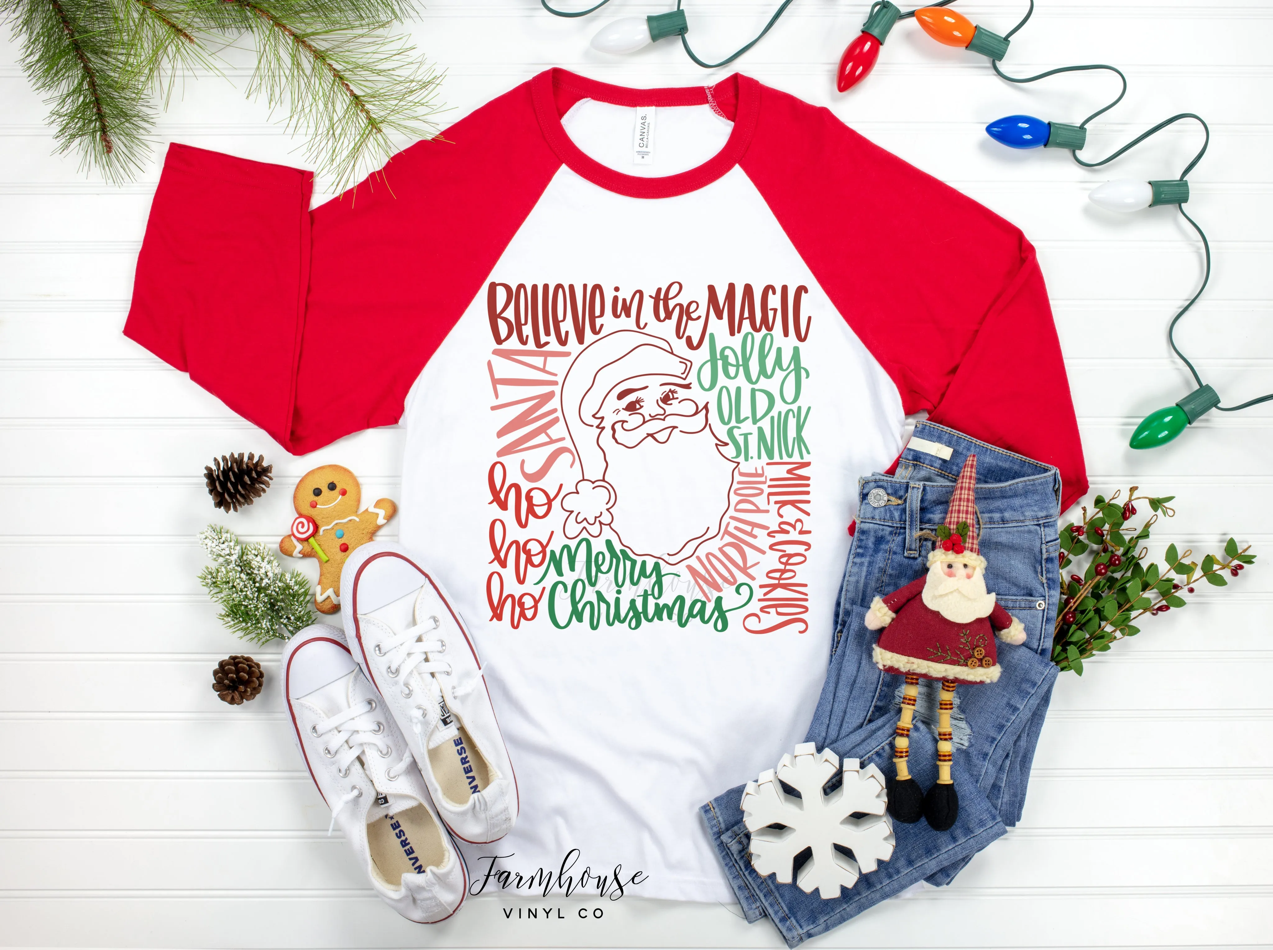 Christmas Santa Sayings Raglan Shirt