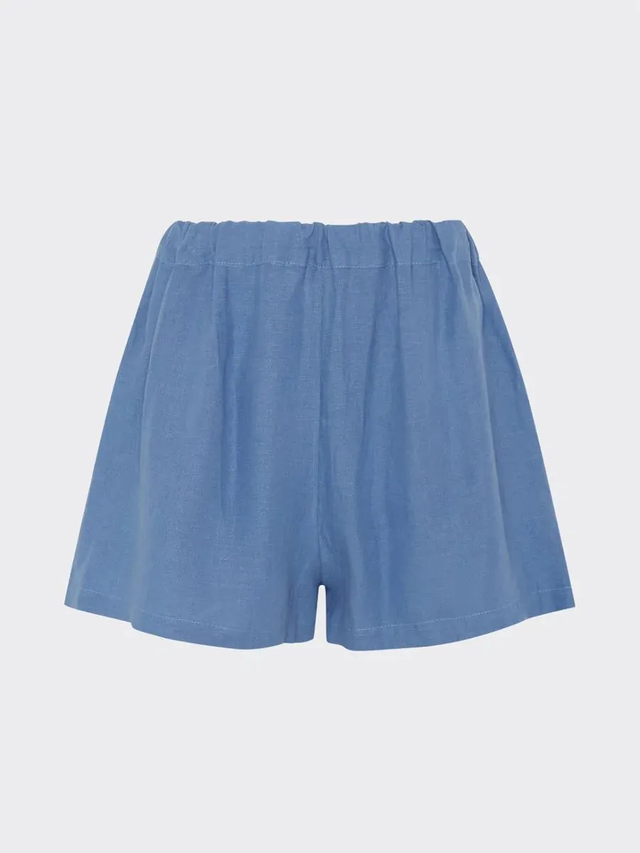 Cornflower Blue Linen Lounge Co-ord Short Set