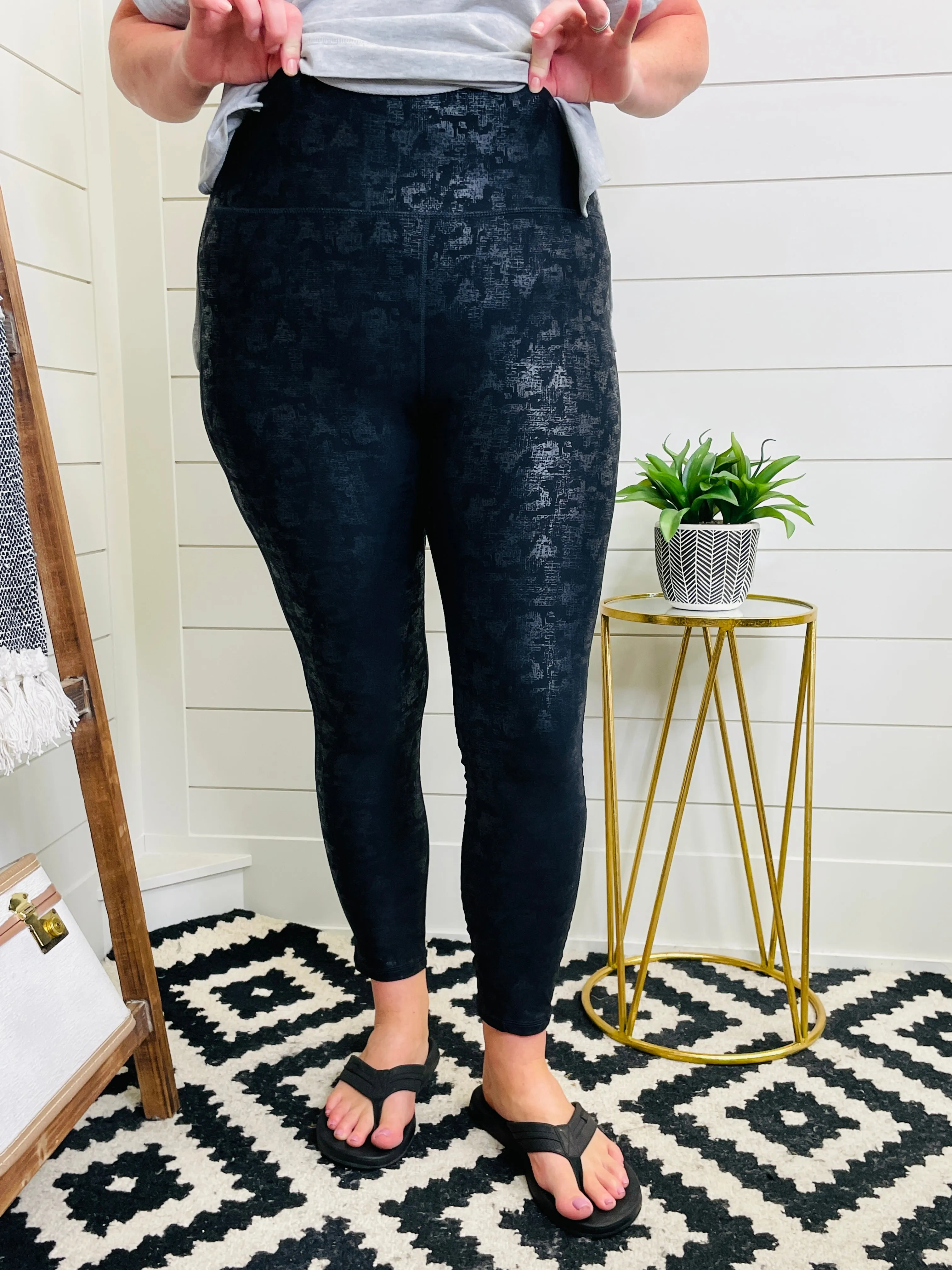 Crackle Glaze Foil High Waist Leggings