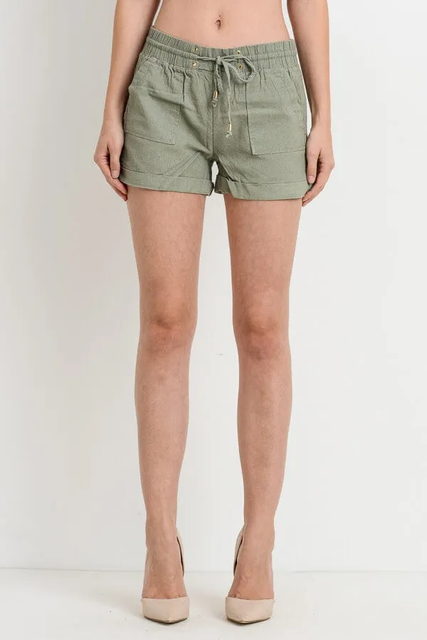 Cuffed Linen Shorts