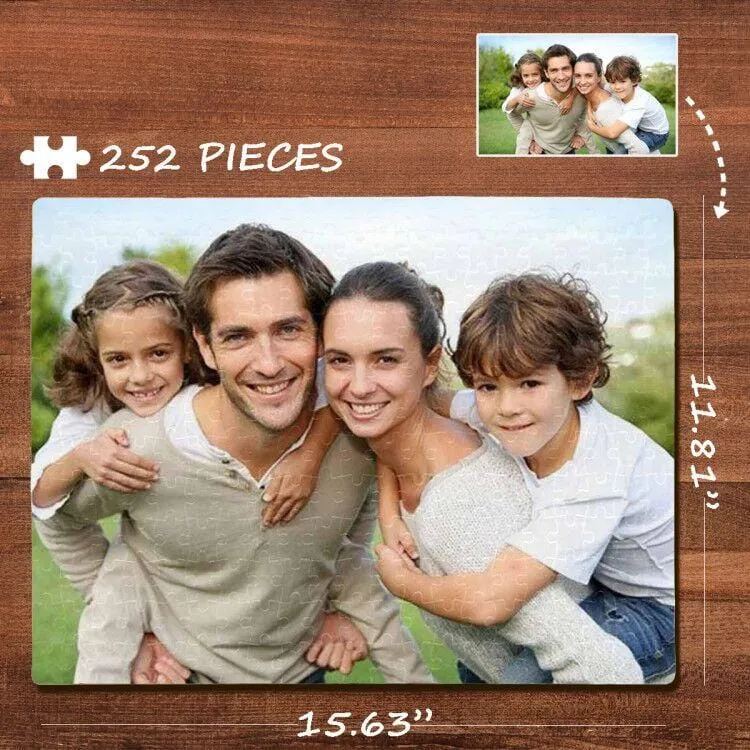 Custom Photo Loving Family Rectangle Jigsaw Puzzle