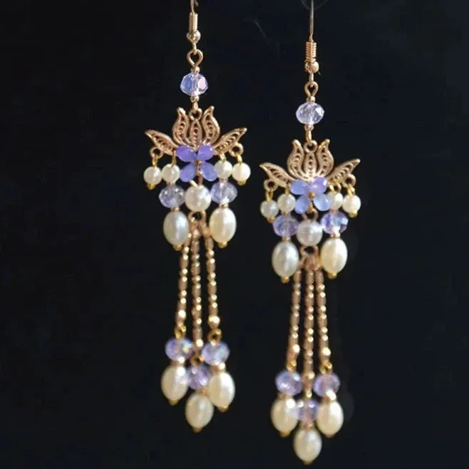 Dangle Earrings: Ancient Wisteria