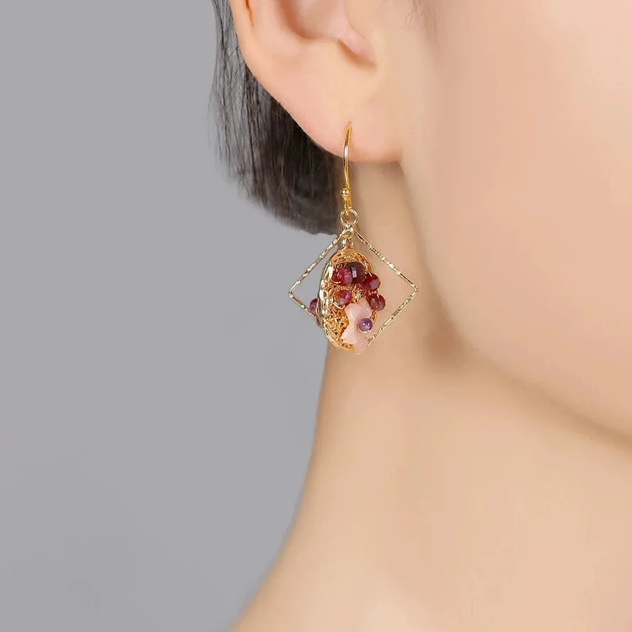 Dangle Earrings: Flower Nest