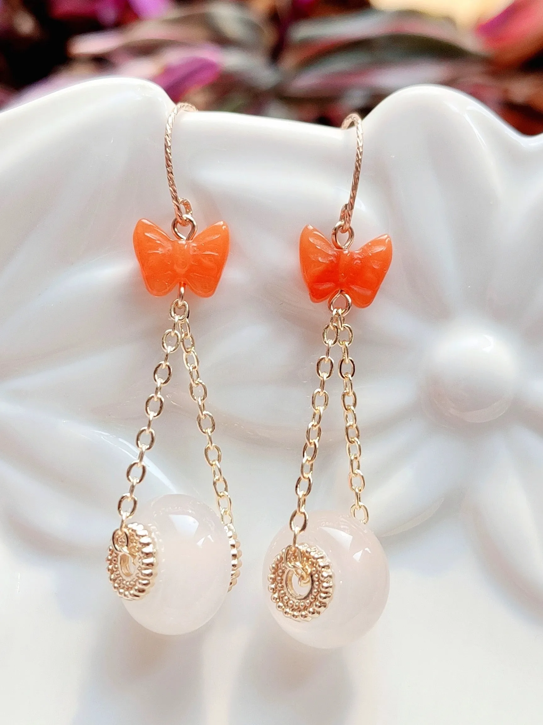 Dangle Earrings: Mandarin Butterfly