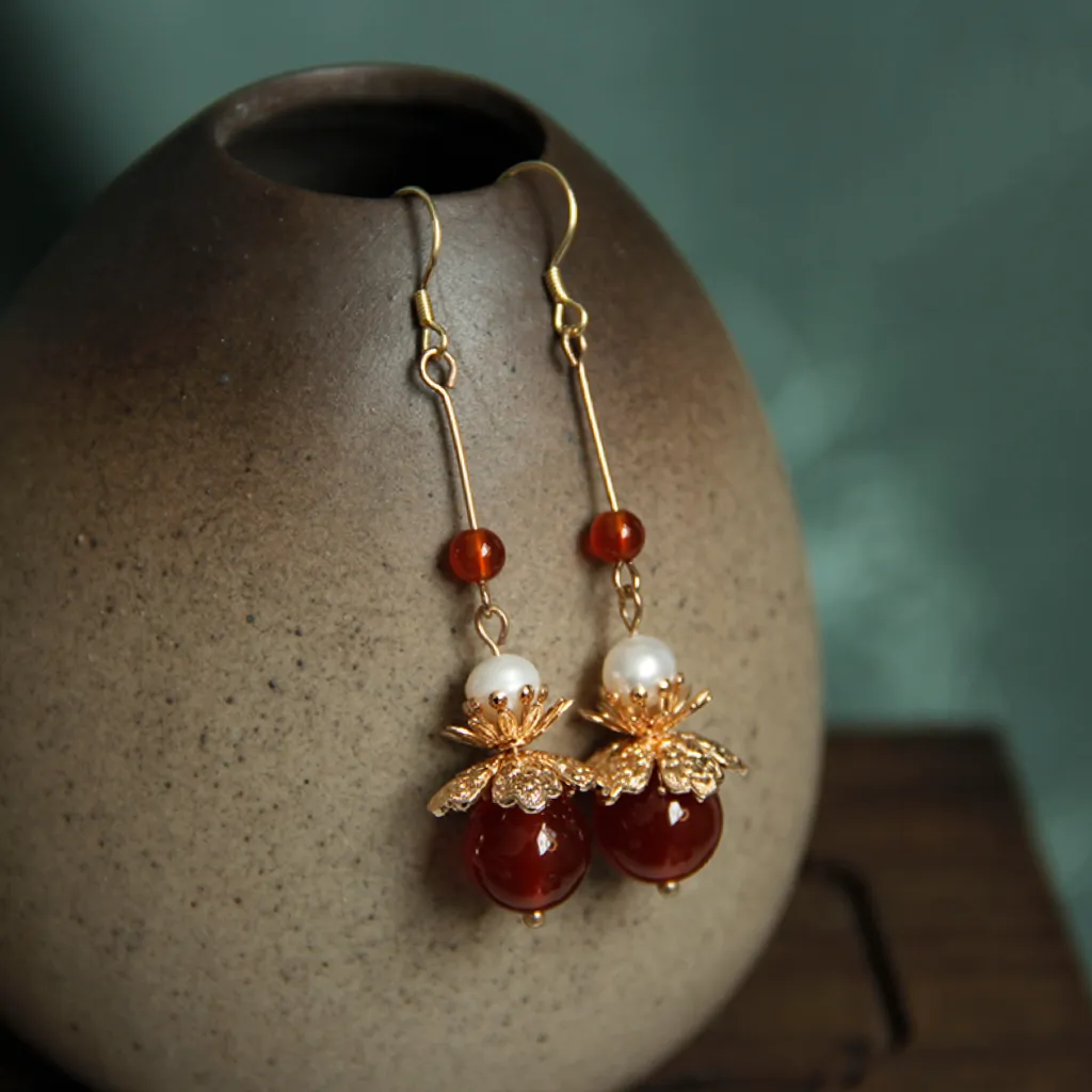 Dangle Earrings: Rubies