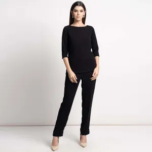 Elegant Black Women's Crepe Pant Suit