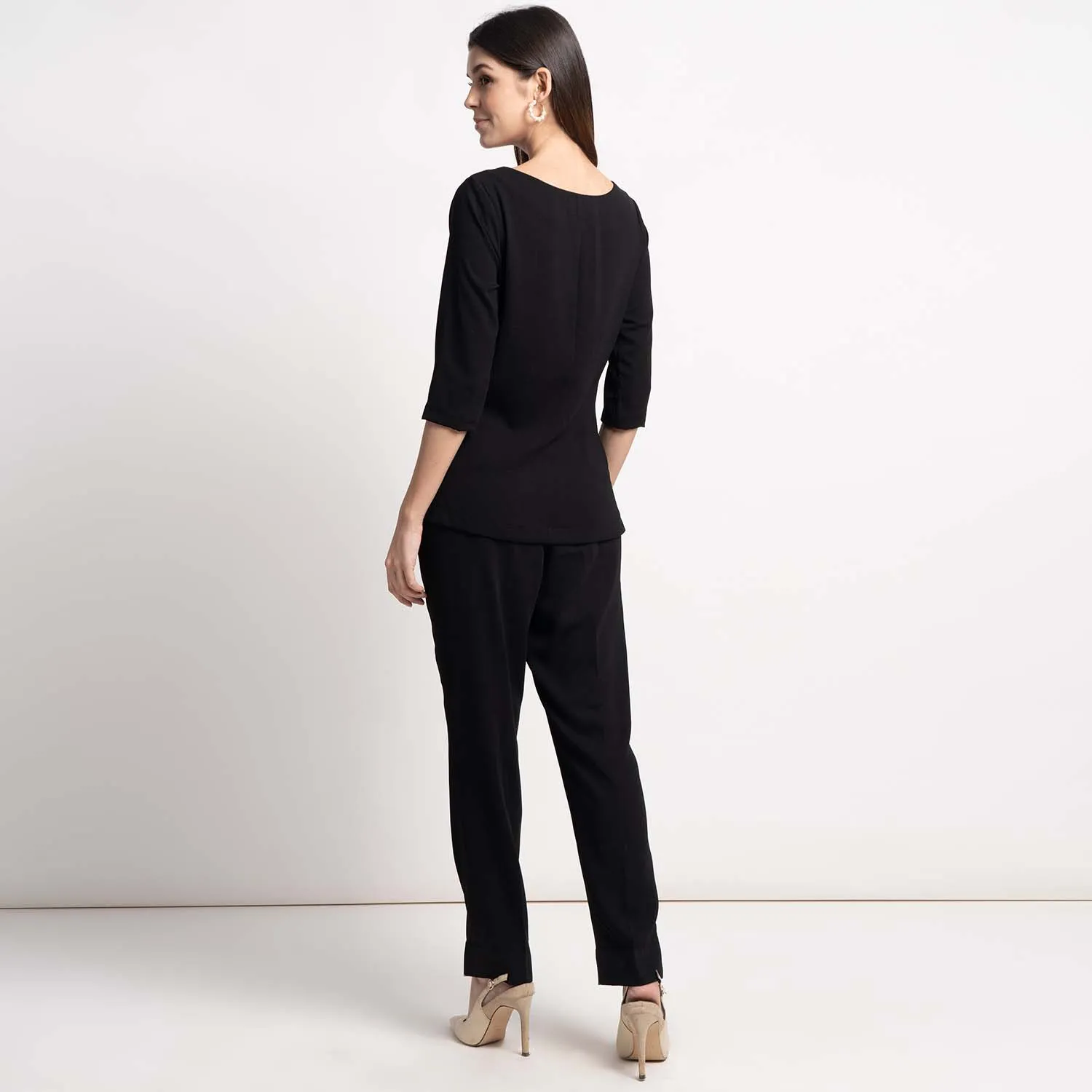 Elegant Black Women's Crepe Pant Suit