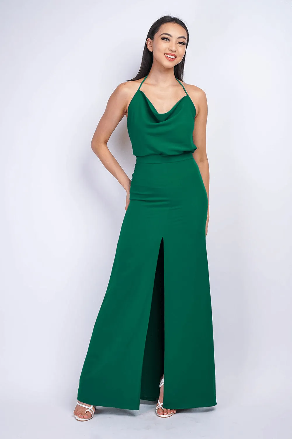 Forest Green Ashley Front Slit Long Skirt