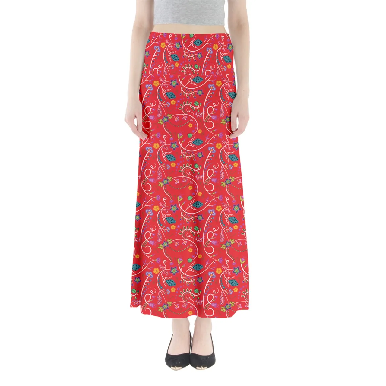 Fresh Fleur Fire Full Length Maxi Skirt