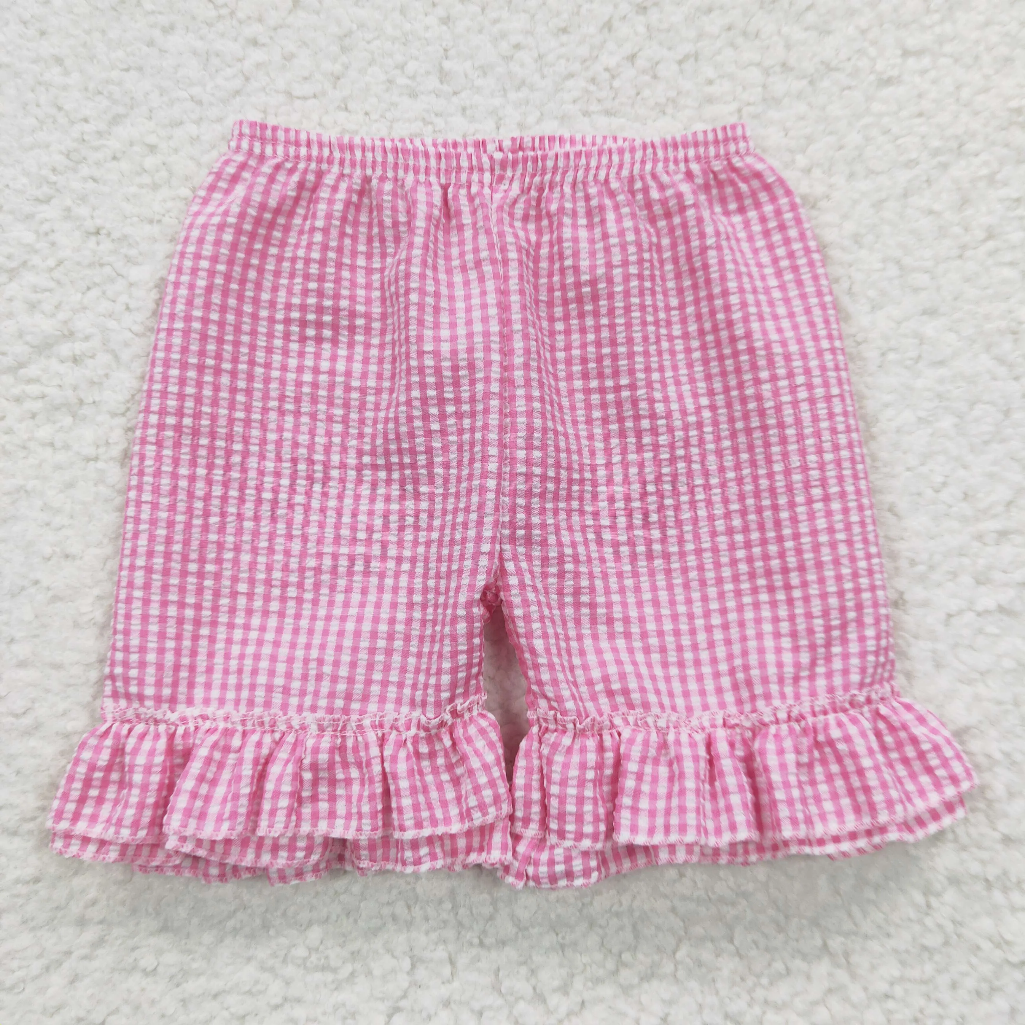 girls pink plaid shorts SS0063