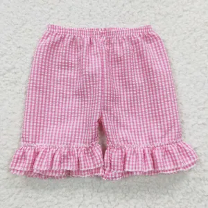 girls pink plaid shorts SS0063