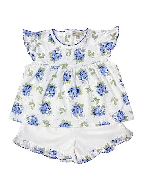 Girl's "Hydrangea" Floral Print Short Set