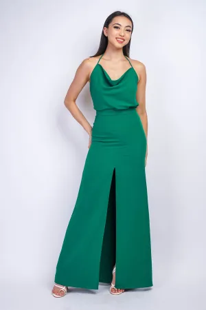 Green Ashley  Front Slit Long Skirt