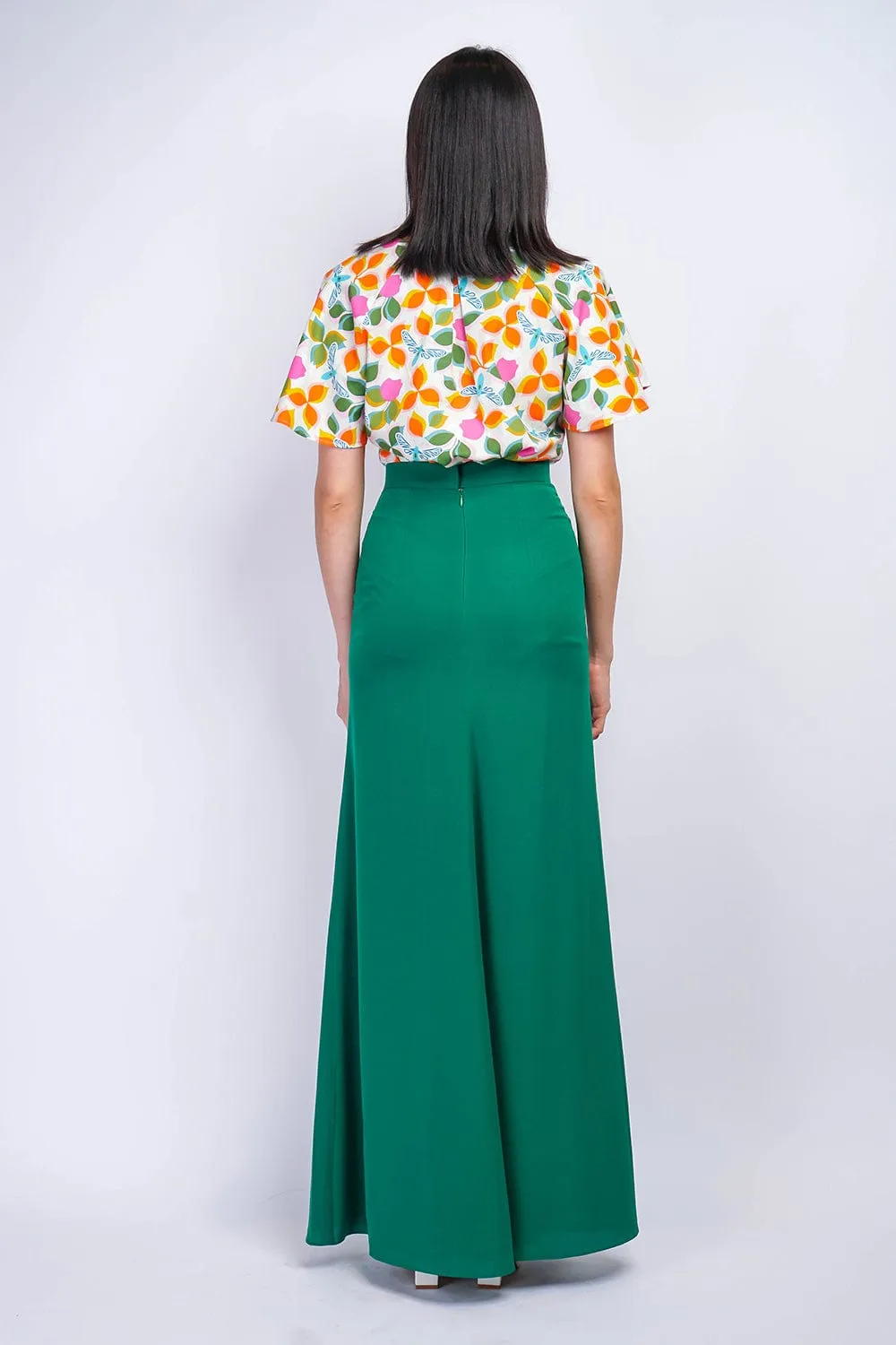 Green Ashley  Front Slit Long Skirt