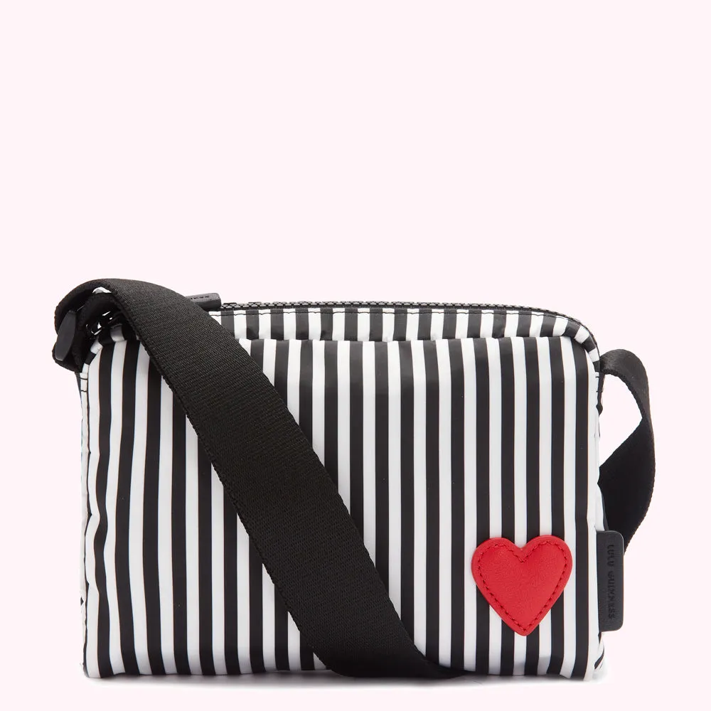 HEART AND STRIPES BESSIE NYLON CROSS BODY BAG