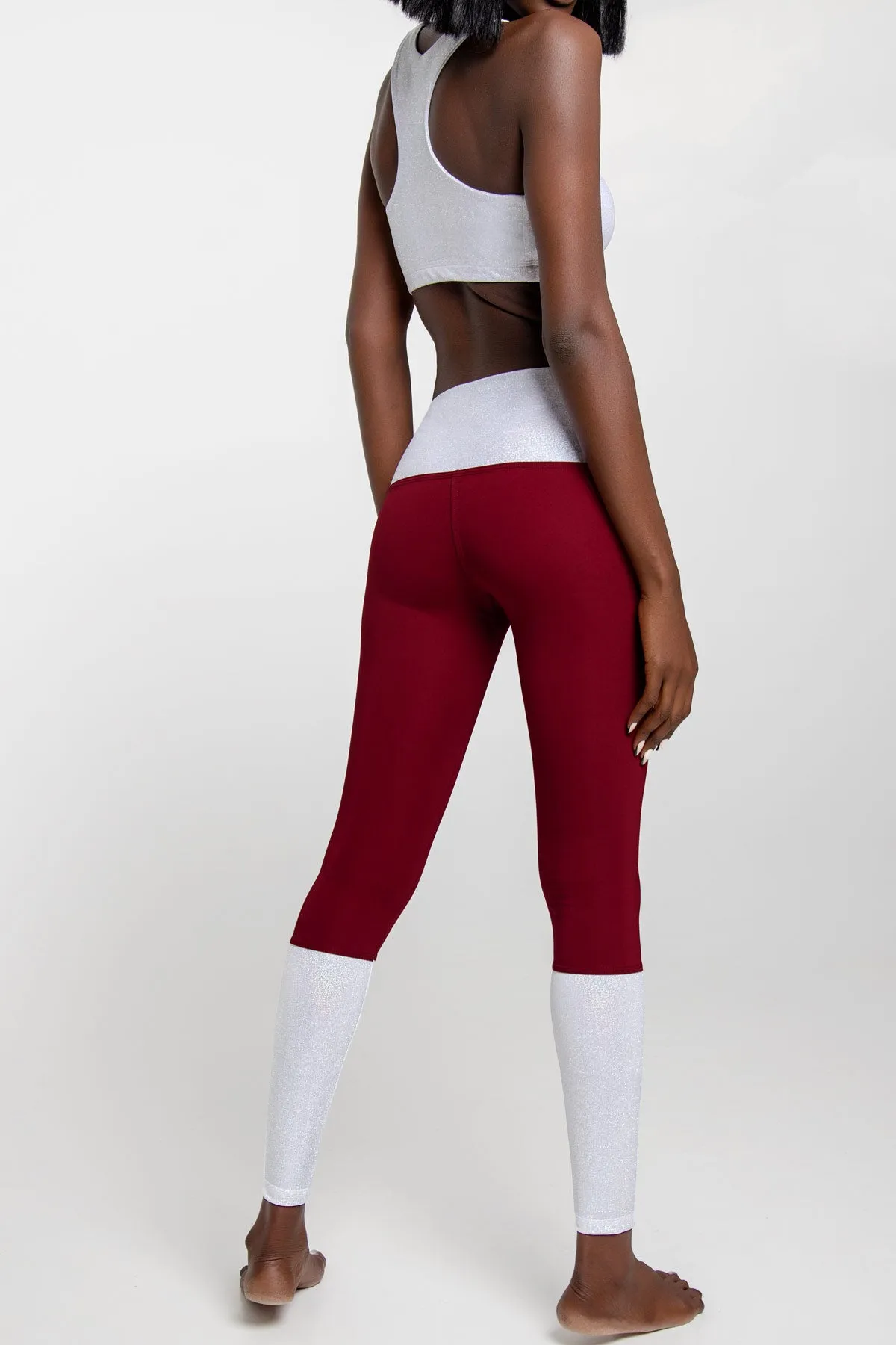 Holographic White Lucy Scarlet Performance Leggings Yoga Pants - Women