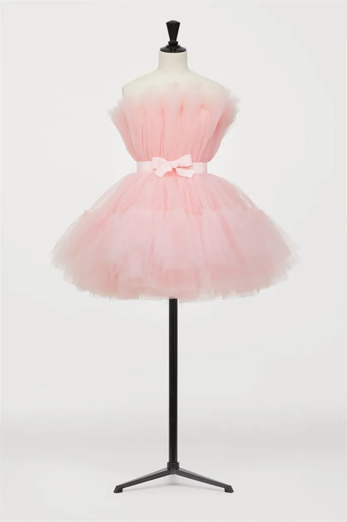 Hot Pink A-line Short Puffy Tulle Party Dress Cocktail Dresses