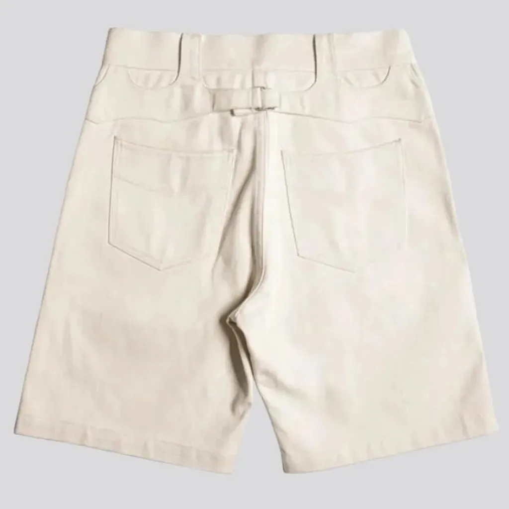 Ivory back-cinch men's denim shorts