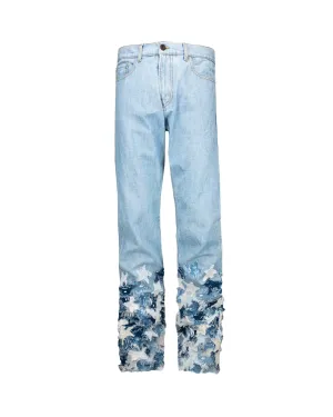 Jeans Patchwork Stars Embroidered