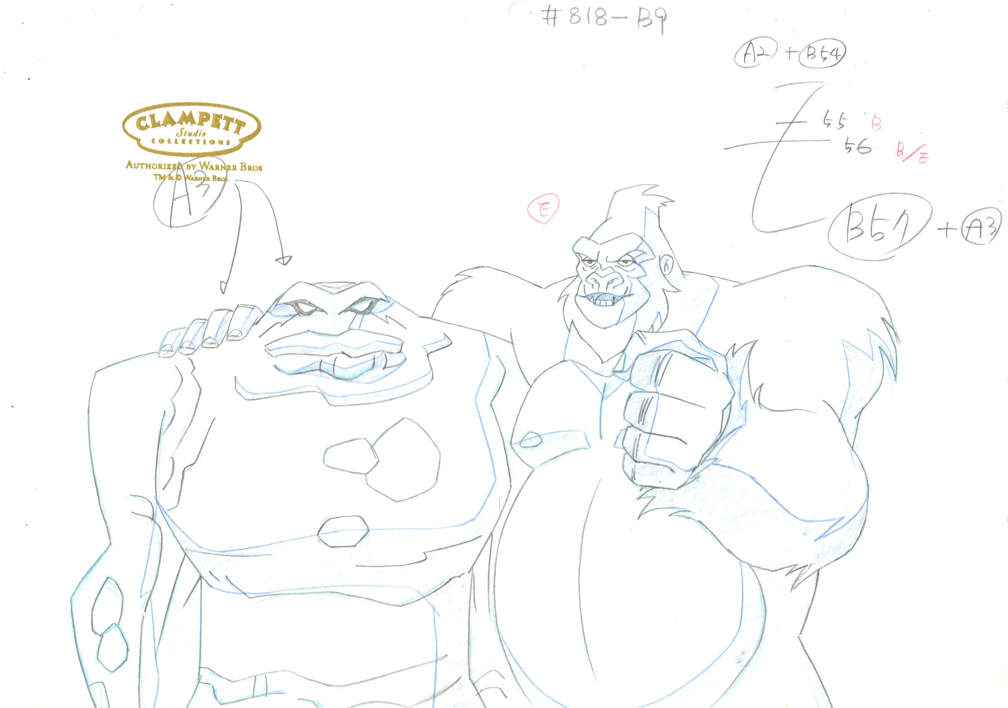 Justice League Original Production Drawing: Clayface, Gorilla Grodd