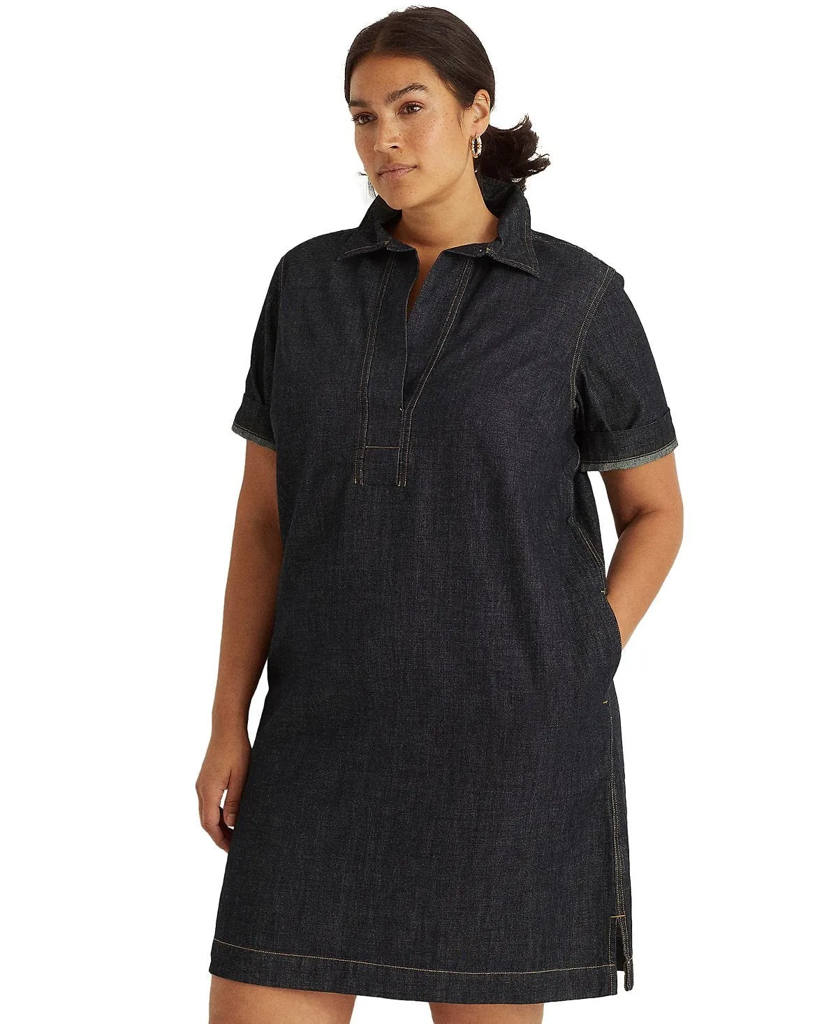 Lauren Ralph Lauren Plus Size Shift Denim Dress, Multi