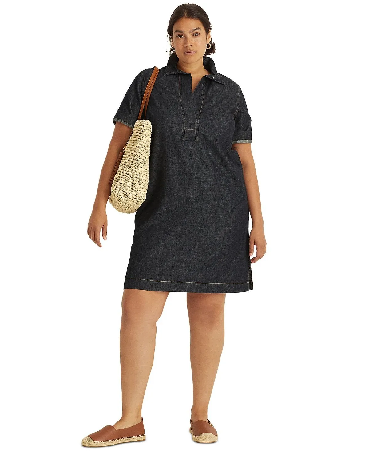 Lauren Ralph Lauren Plus Size Shift Denim Dress, Multi