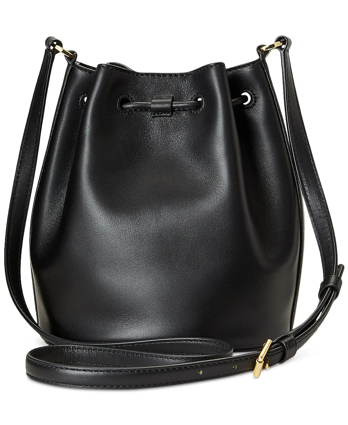 Lauren Ralph Lauren Women's Smooth Leather Medium Drawstring Andie Bag, Black