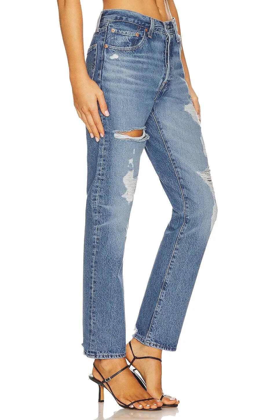 Levi's 501 Original Full length Distressed Denim - 125010417