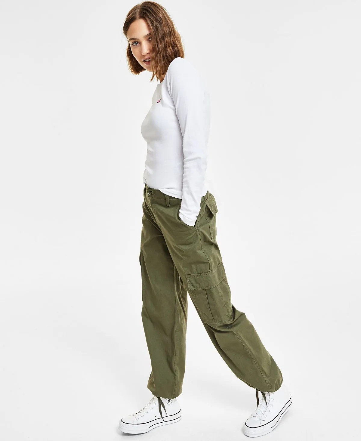 Levi's '94 Women's Baggy Cotton High Rise Cargo Pants Green