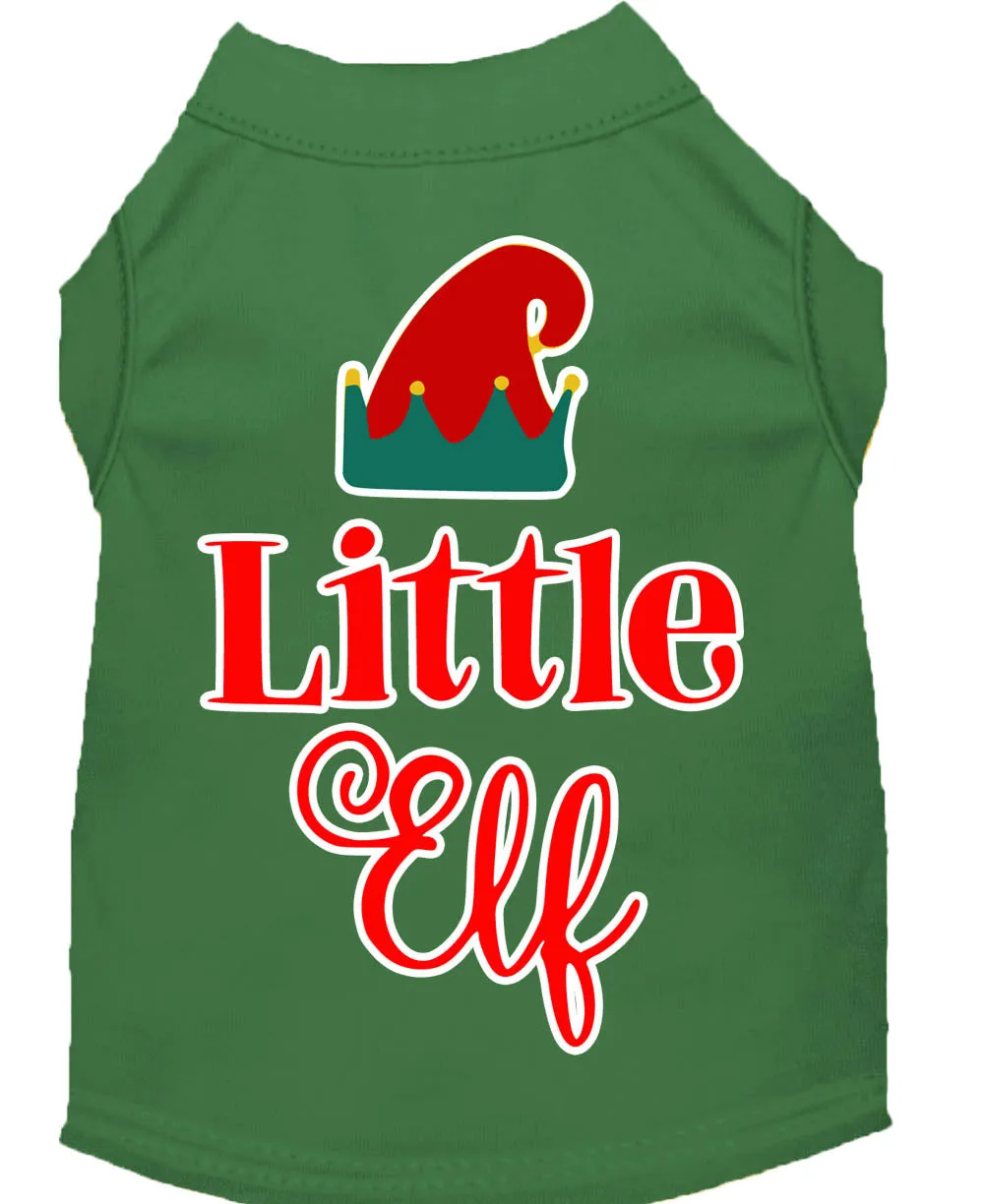 Little Elf Screen Print Dog Shirt Green Sm