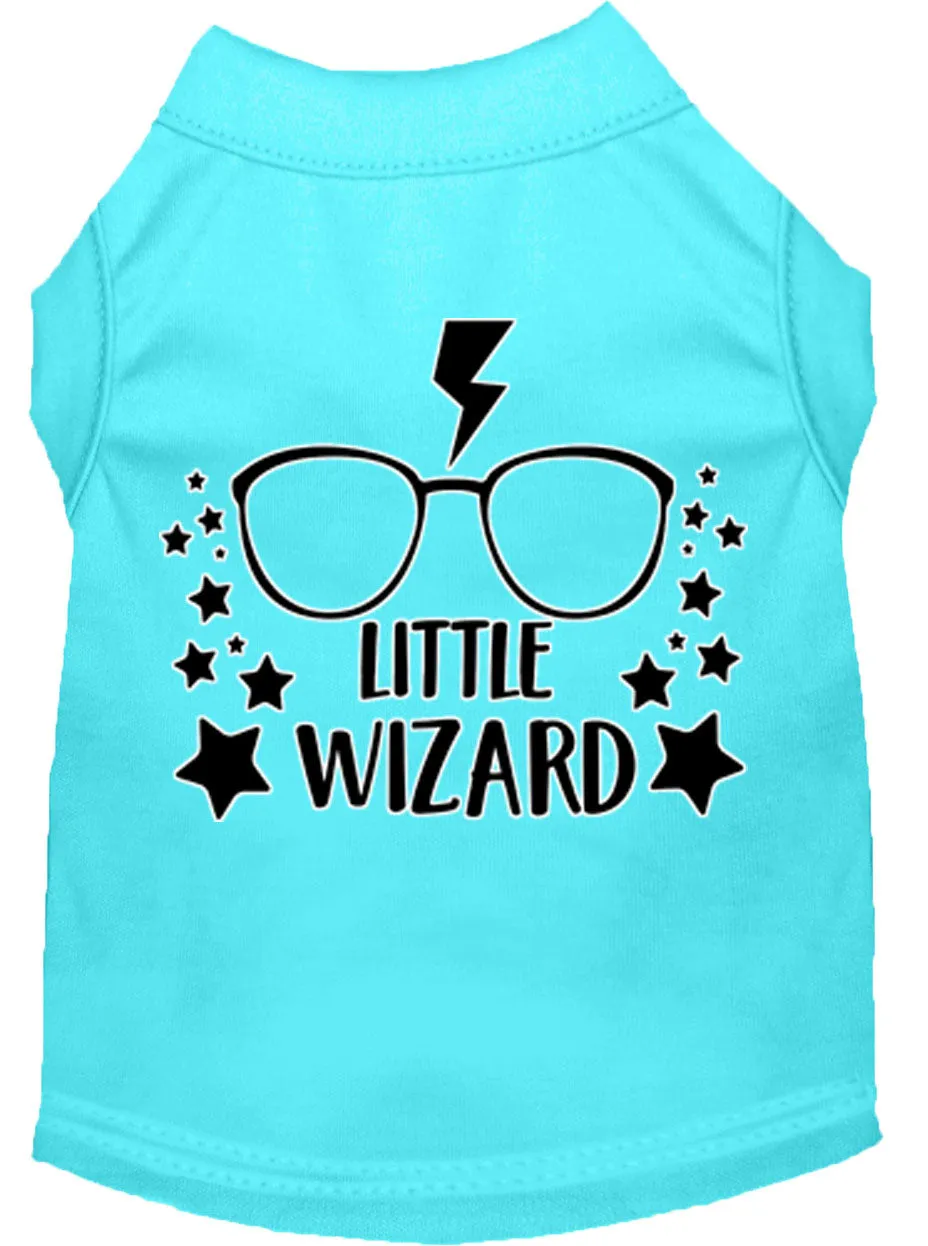 Little Wizard Screen Print Dog Shirt Aqua Lg